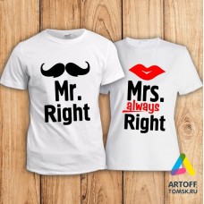 Парные футболки "Mr&Mrs Right"